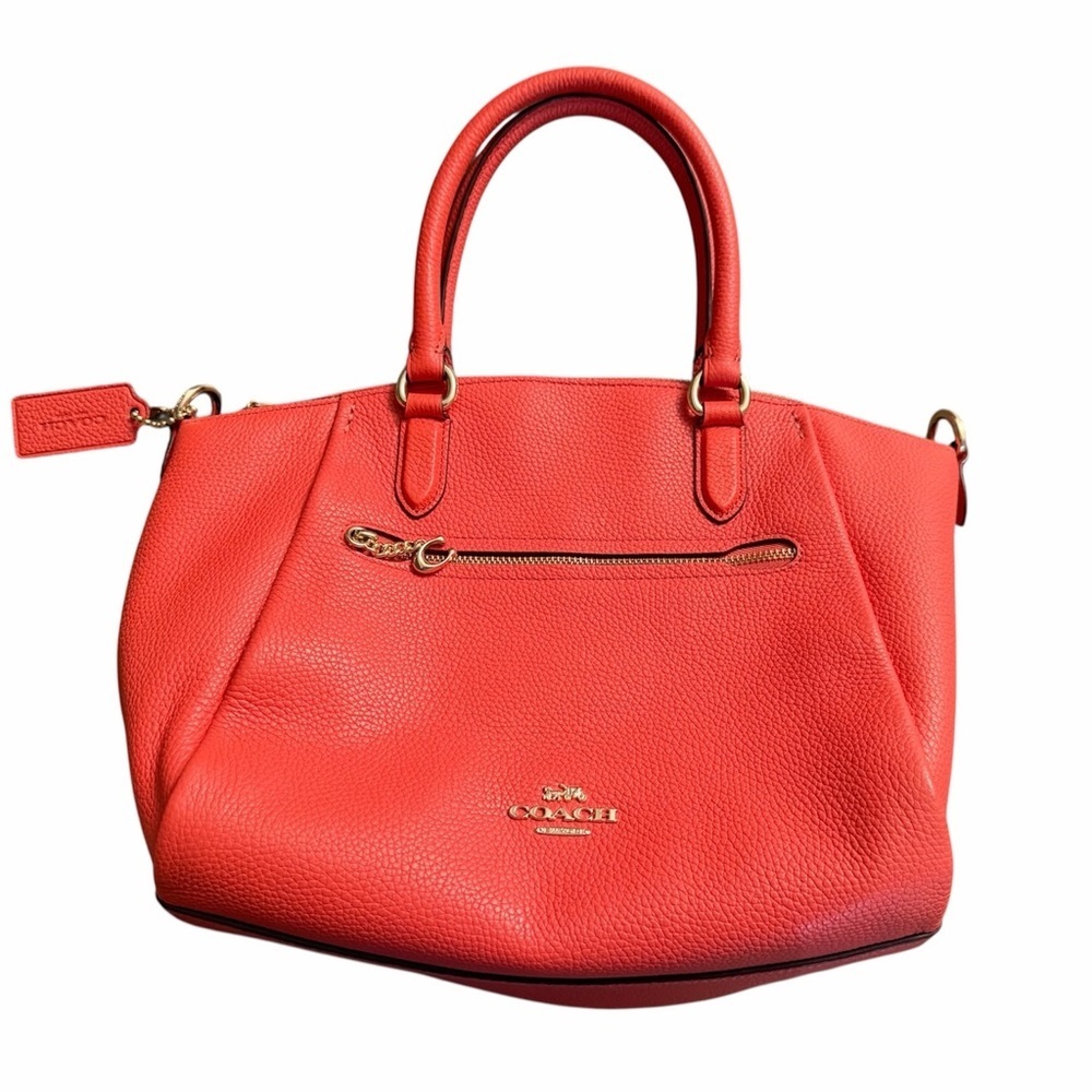 Coach Coral Red Pebbled Leather Bag